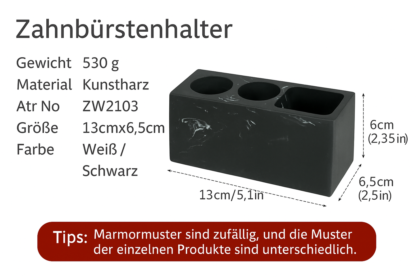 Fuchsy24 Elektrischer Zahnbürstenhalter Schwarz und Weiss